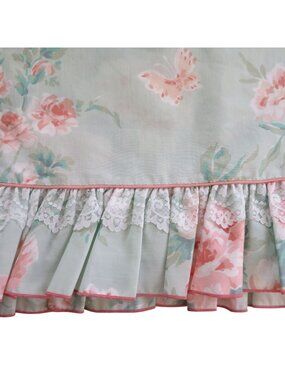 New Vintage Stevens Twin Floral Flat Sheet Ruffled Hem Percale No Iron USA Made